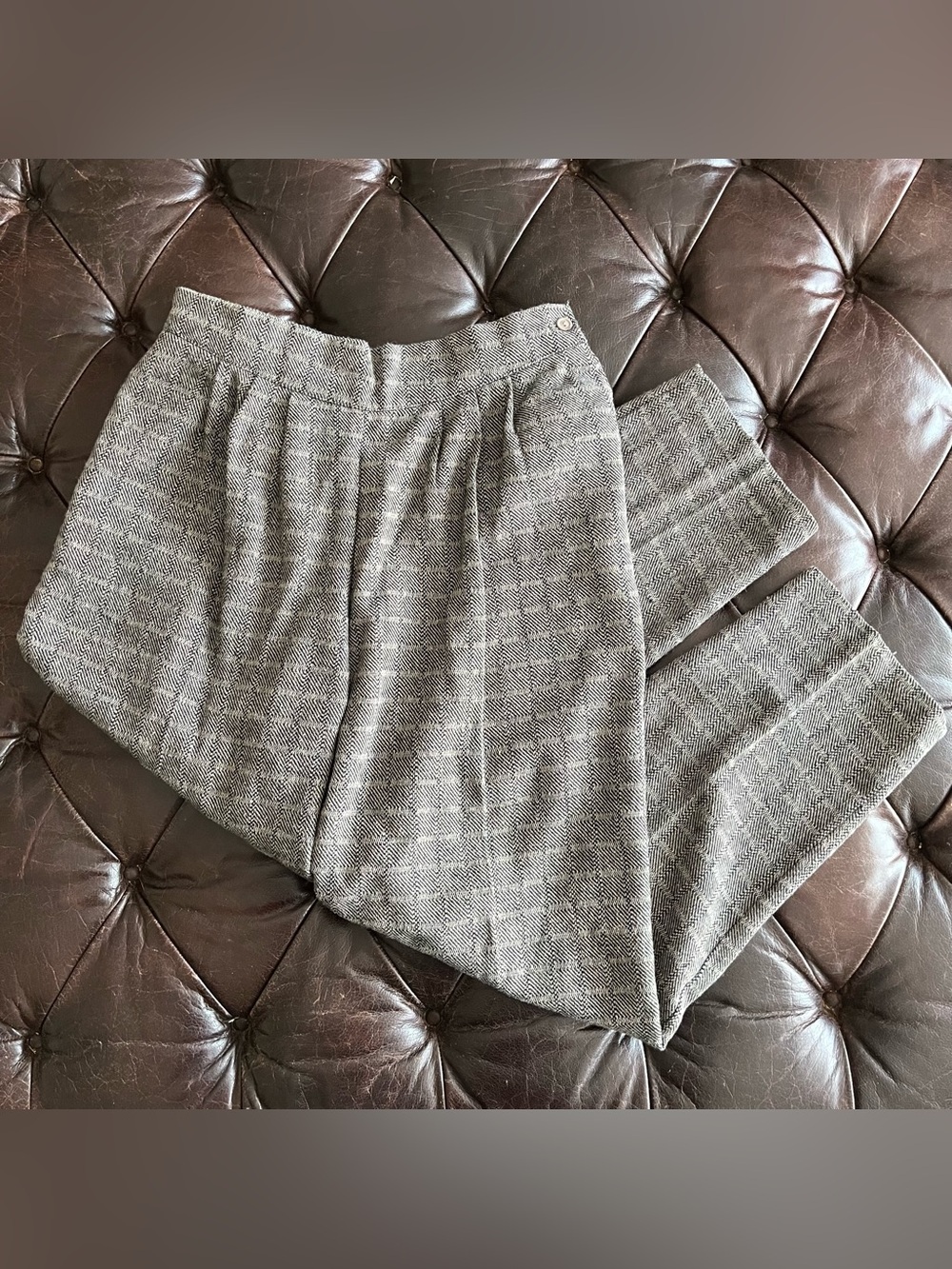 Vintage DR Bentley Tailored High Waisted Gray Black Pants Poly Blend Size 14